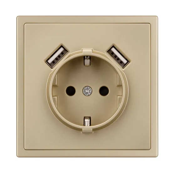 Фото #2 товара ARL NOBE Розетка зк со шторками с USB тип А+А софт-тач золотой песок SCT-MUAA-SFPL-GD (250V, 16A) (Arlight, -)