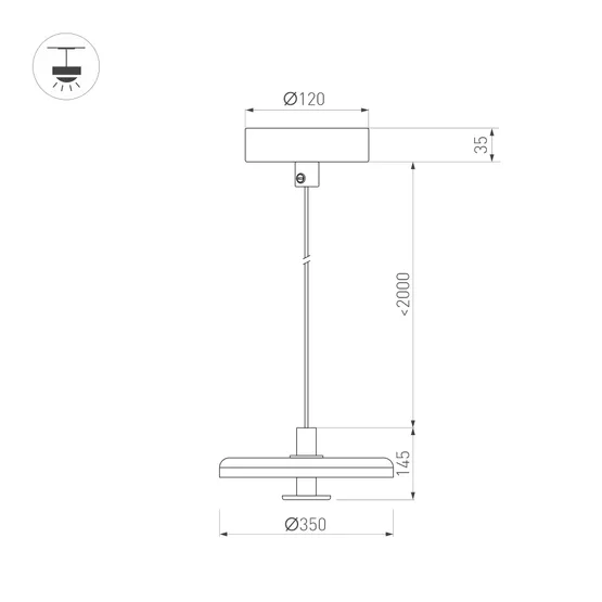 Фото #9 товара Светильник SP-KOTARO-R350-12W Warm2700 (BK-GR, 36 deg, 230V, TRIAC) (Arlight, IP20 Фетр, 3 года)