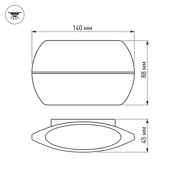 Фото #2 товара Светильник SP-WALL-VASE-S140x88-2x3W Warm3000 (GR, 120 deg, 230V) (Arlight, IP54 Металл, 3 года)