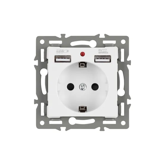 Фото #2 товара Механизм розетки с USB зарядкой SCT-MUAA-PL-WH (250V, 16A) (Arlight, -)