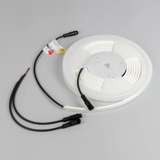 Фото #3 товара Светодиодная лента герметичная WAVE-SIDE-PU-A120-06x12mm 24V Warm3500 (8 W/m, IP68, 5m, wire x2) (Arlight, Вывод прямой, 3 года)