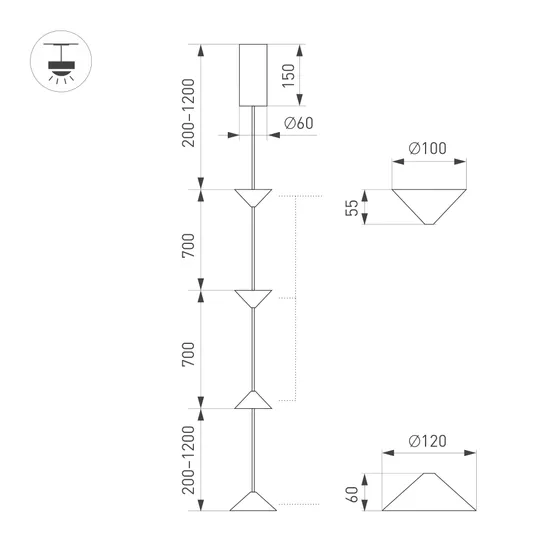 Фото #5 товара Светильник SP-CALICE-SURFACE-R120-12W Warm2700 (BK, 110 deg, 230V) (Arlight, IP20 Металл, 5 лет)