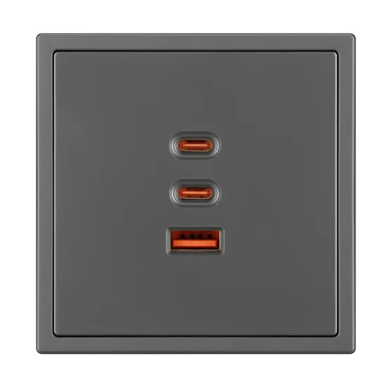 Фото #4 товара ARL NOBE USB Розетка тип А+С+С софт-тач серый базальт SCT-MUACC-SFPL-FC-GR (65W, QC3) (Arlight, -)