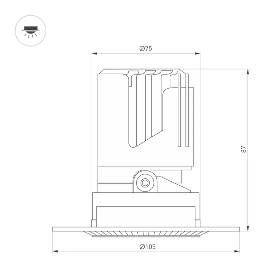 Фото #8 товара Светильник MS-ARADO-TRIMLESS-R75-12W Warm3000 (WH-WH, 24 deg, 230V) (Arlight, IP20 Металл, 5 лет)