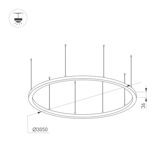 Фото #2 товара Светильник SP-LINE-HANG-ARC-O3535-D3000-204W Day4000 (WHITE, 230V) (Arlight, Металл)