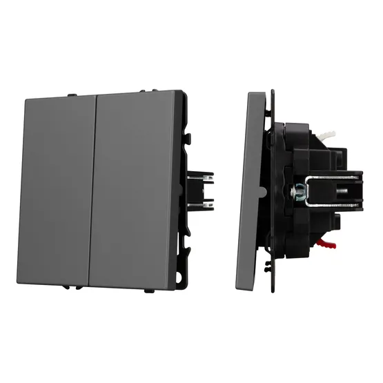 Фото #1 товара ARL NOBE Выключатель 2 кл софт-тач серый базальт SWT-MK02-SFPL-GR (250V, 10A) (Arlight, -)