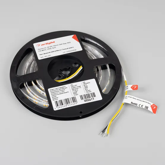 Фото #3 товара Светодиодная лента UL-A120-10mm 24V Day-MIX (10 W/m, IP20, 5m) (Arlight, Изменяемая ЦТ)