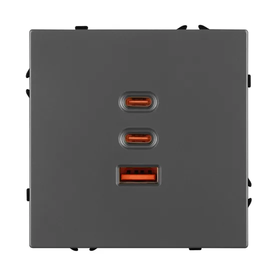 Фото #2 товара Механизм розетки с быстрой USB зарядкой SCT-NOBE-MUACC-SFPL-FC-GR (65W, QC3) (Arlight, -)