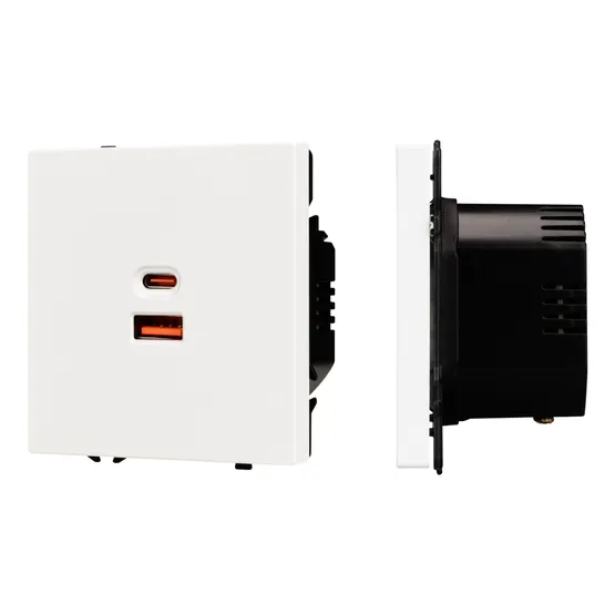 Фото #1 товара ARL NOBE USB Розетка тип A+C софт-тач белый кварц SCT-MUAC-SFPL-FC-WH (65W, QC3) (Arlight, -)