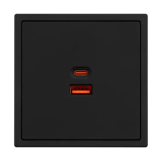 Фото #4 товара Механизм розетки с быстрой USB зарядкой SCT-NOBE-MUAC-SFPL-FC-BK (65W, QC3) (Arlight, Черный оникс)