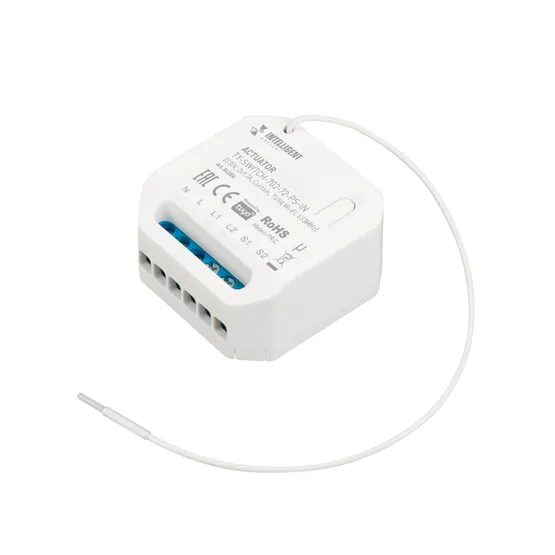 Фото товара INTELLIGENT ARLIGHT Актуатор TY-SWITCH-702-72-PS-IN (230V, 2x1.7A, Curtain, TUYA Wi-Fi, 433MHz) (IARL, IP20 Пластик, 3 года)