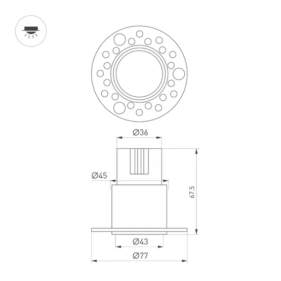 Фото #3 товара Светильник MS-INVISIO-TRIMLESS-R45-10W Warm3000 (WH-WH, 36 deg, 230V) (Arlight, IP54 Металл, 5 лет)