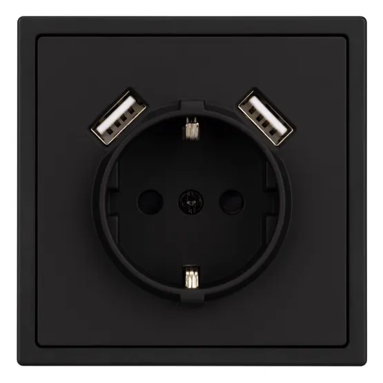 Фото #4 товара Механизм розетки с USB зарядкой SCT-NOBE-MUAA-SFPL-BK (230V, 16A) (Arlight, Черный оникс)