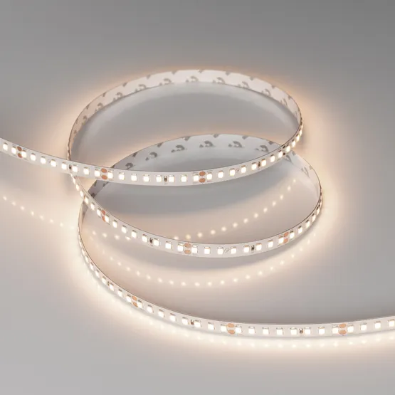 Фото #4 товара Светодиодная лента RT-A160-8mm 24V Warm3500 (12 W/m, IP20, 2835, 5m) (Arlight, высок.эфф.150 лм/Вт)