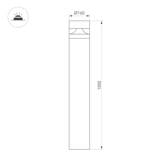 Фото #7 товара Светильник LGD-GUIDE-BOLL-H1000-20W Warm3500-MIX (GR, 280 deg, 230V) (Arlight, IP65 Металл, 5 лет)