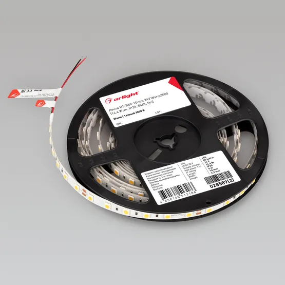 Фото #2 товара Светодиодная лента RT-B60-10mm 24V Warm3000 (14.4 W/m, IP20, 5m) (Arlight, Открытый)