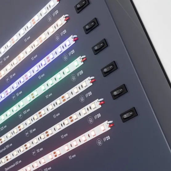 Фото #12 товара Стенд Ленты Мультицветные RGB RT-LUX-E4-1760x600mm (v.2, DB 3мм, пленка, подсветка) (Arlight, -)