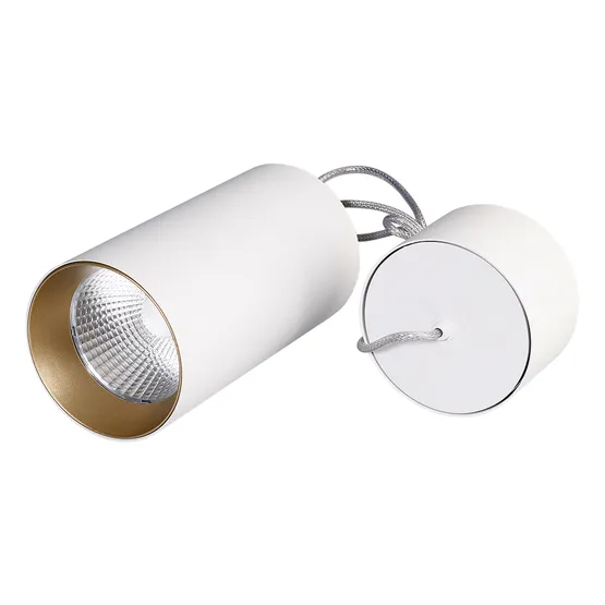 Фото #1 товара Светильник подвесной SP-POLO-R85-2-15W Warm White 40deg (White, Gold Ring) (Arlight, IP20 Металл, 3 года)