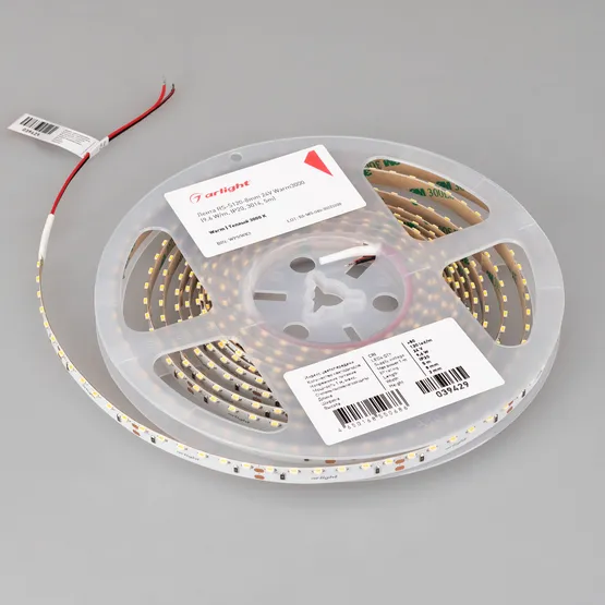 Фото #4 товара Светодиодная лента RS-S120-8mm 24V Warm3000 (9.6 W/m, IP20, 3014, 5m) (Arlight, боковое свечение)