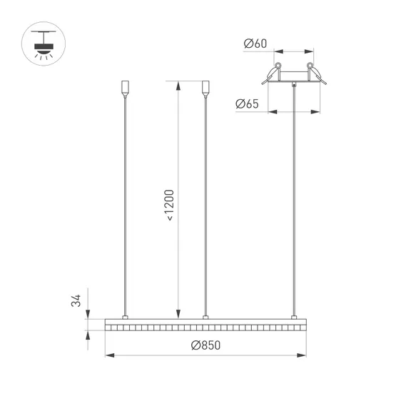 Фото #5 товара Светильник SP-DIAMOND-R850-40W Warm3000 (WH, 45 deg, 230V, TRIAC) (Arlight, IP20 Металл, 5 лет)
