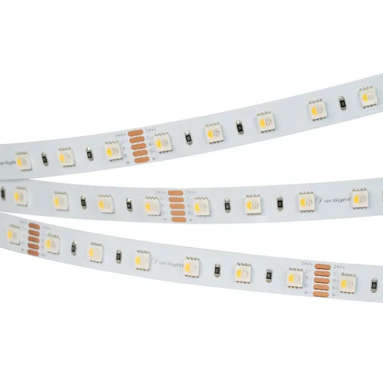 Фото #4 товара Светодиодная лента RT-B60-12mm 24V RGBW-Warm-4-in-1 (19.2 W/m, IP20, 5060, 5m) (Arlight, Открытый)