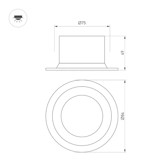 Фото #7 товара Светильник MS-DROP-BUILT-R84-8W Warm2700 (BK, 85 deg, 230V) (Arlight, IP54 Металл, 5 лет)