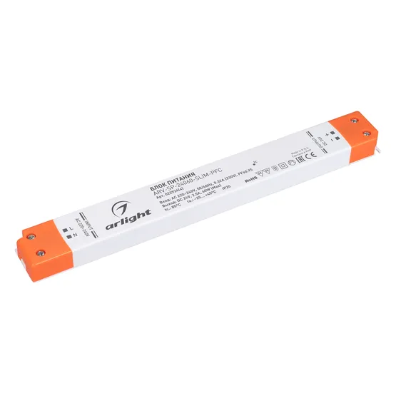 Фото товара Блок питания ARV-SP-24060-SLIM-PFC (24V, 2.5A, 60W) (Arlight, IP20 Пластик, 5 лет)