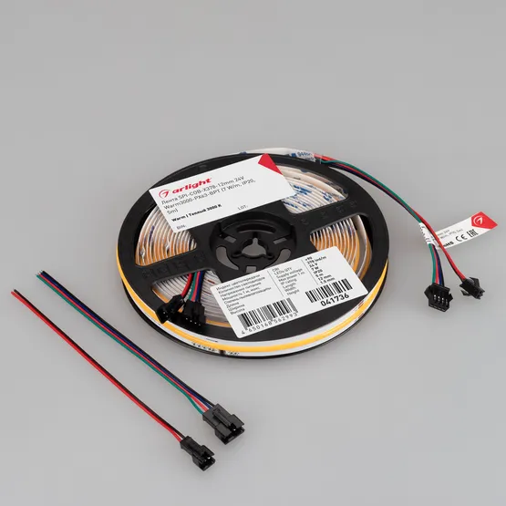 Фото #3 товара Светодиодная лента SPI-COB-X378-12mm 24V Warm3000-PX63-BPT (7 W/m, IP20, 5m) (Arlight, бегущий огонь)