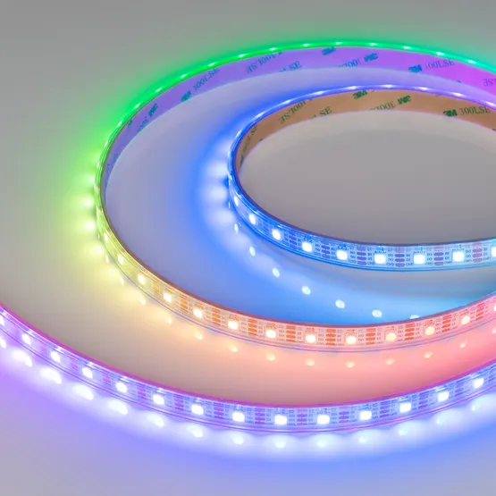 Фото #4 товара Светодиодная лента герметичная SPI-P-B60-12mm 5V RGB-PX1-BPT (12 W/m, IP66, 5060, 5m) (Arlight, бегущий огонь)