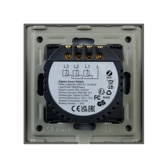 Фото #2 товара Выключатель сенсорный SWT-OMALI-S03-ZB-GR (250V, 10A, Zigbee) (Arlight, Стекло)