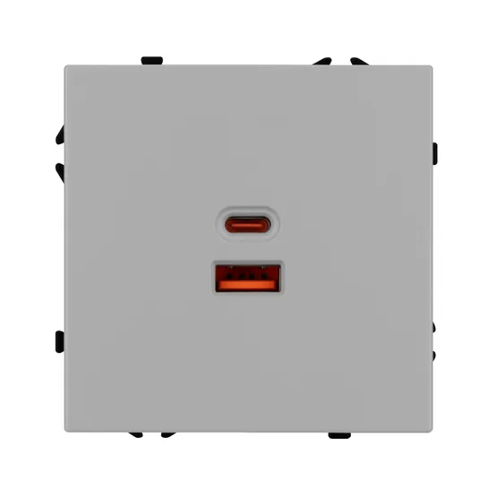 Фото #3 товара Механизм розетки с быстрой USB зарядкой SCT-NOBE-MUAC-SFPL-FC-IS (65W, QC3) (Arlight, Никель)