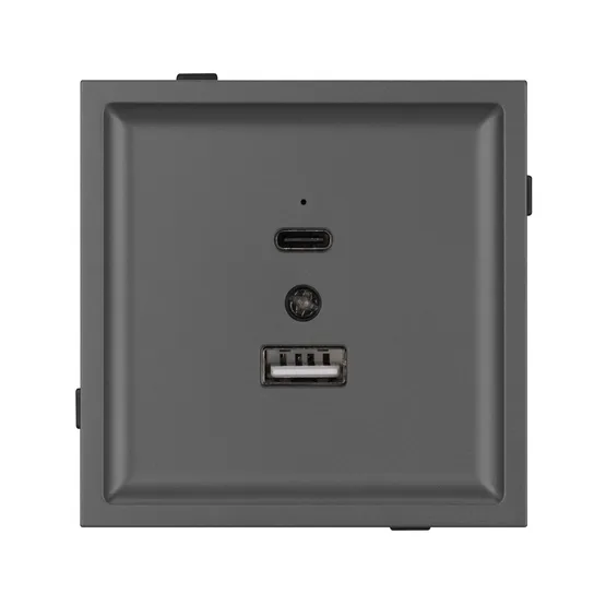 Фото #2 товара Механизм USB розетки SCT-TENDO-MUAC-SFPL-GR (5V, 3A, QC3) (Arlight, Матовый графитовый)