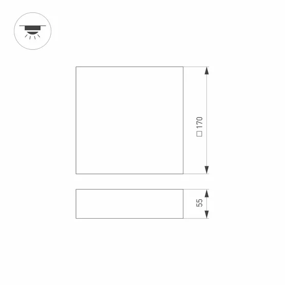 Фото #3 товара Светильник SP-QUADRO-S170x170-18W Warm3000 (WH, 120 deg, 230V) (Arlight, IP40 Металл, 3 года)