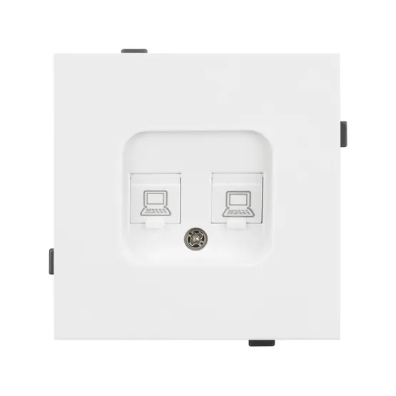Фото #2 товара Механизм компьютерной розетки двойной SCT-TENDO-MPC2-PL-WH (RJ-45, CAT6) (Arlight, Белый)