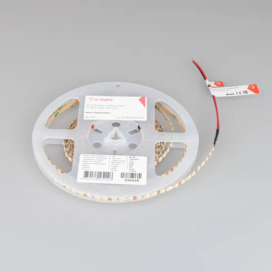 Фото #2 товара Светодиодная лента RZ-A120-6mm 12V Warm2700 (12 W/m, IP20, 2835, 5m) (Arlight, 12 Вт/м, IP20)
