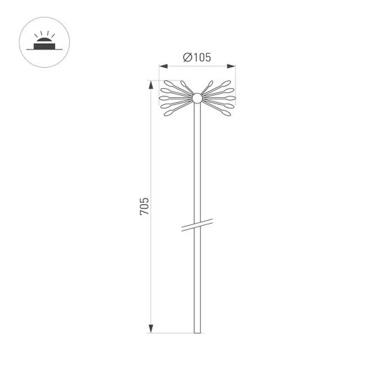 Фото #4 товара Светильник KT-DANDEL-BOLL-H705-0.5W Warm3000 (WH, 24 deg, 24V) (Arlight, IP65 Металл, 3 года)