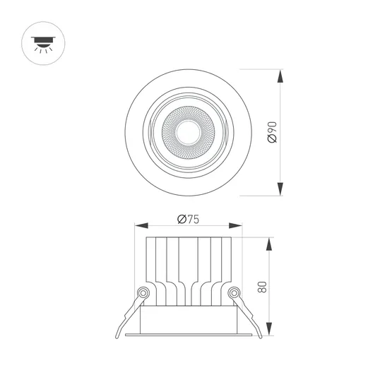 Фото #3 товара Светильник MS-VORTEX-BUILT-R90-12W Warm3000 (BK-BK, 20 deg, 230V) (Arlight, IP20 Металл, 5 лет)