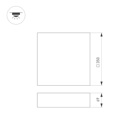 Фото #7 товара Светильник IM-QUADRO-EMERGENCY-3H-S350x350-33W Warm3000 (BK, 120 deg, 230V) (Arlight, IP40 Металл, 2 года)
