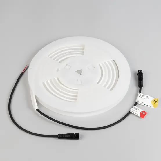 Фото #4 товара Светодиодная лента герметичная WAVE-TOP-PU-A144-10x10mm 24V Warm3000 (5 W/m, IP68, 3m, wire x1) (Arlight, Вывод боковой, 3 года)