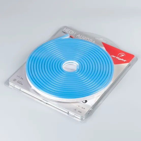 Фото #2 товара Светодиодная лента герметичная AURORA-PS-A120-12x6mm 24V Blue (10 W/m, IP65, 2835, 5m) (Arlight, Силикон, 2 года)