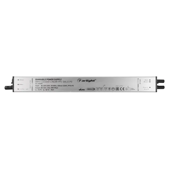 Фото #3 товара Блок питания ARPV-LG24060-LINEAR-PFC-DALI2-PD (24V, 2.5A, 60W) (Arlight, IP67 Металл, 5 лет)