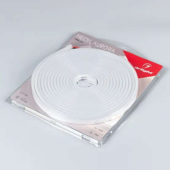Фото #2 товара Светодиодная лента герметичная AURORA-PS-A120-12x6mm 24V White6000 (10 W/m, IP65, 2835, 5m) (Arlight, Силикон, 2 года)