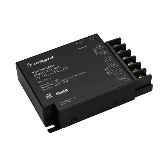 Фото #1 товара Контроллер SMART-K28-RGB (12-24V, 3x10A, 2.4G) (Arlight, IP20 Металл, 5 лет)