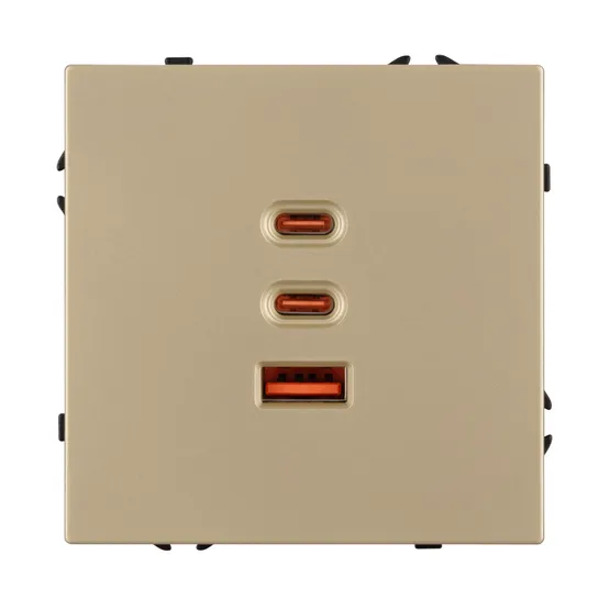 Фото #2 товара Механизм розетки с быстрой USB зарядкой SCT-NOBE-MUACC-SFPL-FC-GD (65W, QC3) (Arlight, -)