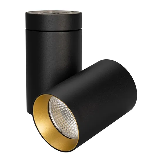 Фото #1 товара Светильник SP-POLO-SURFACE-TURN-R85-15W Warm3000 (BK-GD, 40 deg) (Arlight, IP20 Металл, 3 года)