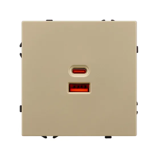 Фото #3 товара ARL NOBE USB Розетка тип A+C софт-тач золотой песок SCT-MUAC-SFPL-FC-GD (65W, QC3) (Arlight, -)
