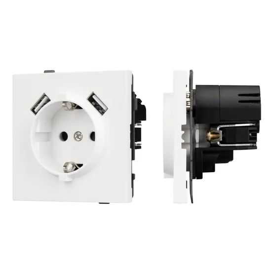 Фото #1 товара Механизм розетки с USB зарядкой SCT-TENDO-MUAA-SFPL-WH (230V, 16A) (Arlight, Матовый белый)