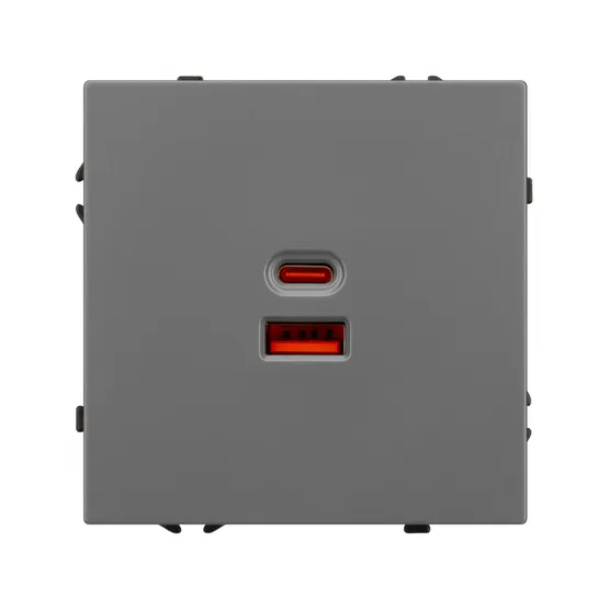 Фото #3 товара ARL NOBE USB Розетка тип A+C софт-тач серый базальт SCT-MUAC-SFPL-FC-GR (65W, QC3) (Arlight, -)