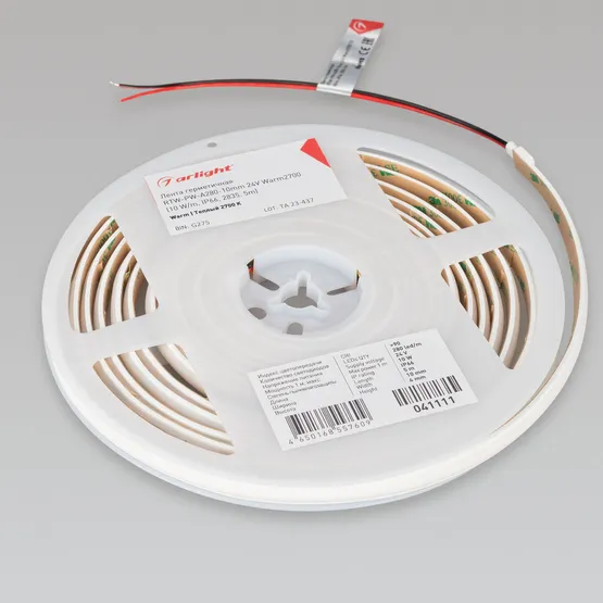 Фото #2 товара Светодиодная лента герметичная RTW-PW-A280-10mm 24V Warm2700 (10 W/m, IP66, 2835, 5m) (Arlight, Матовая)
