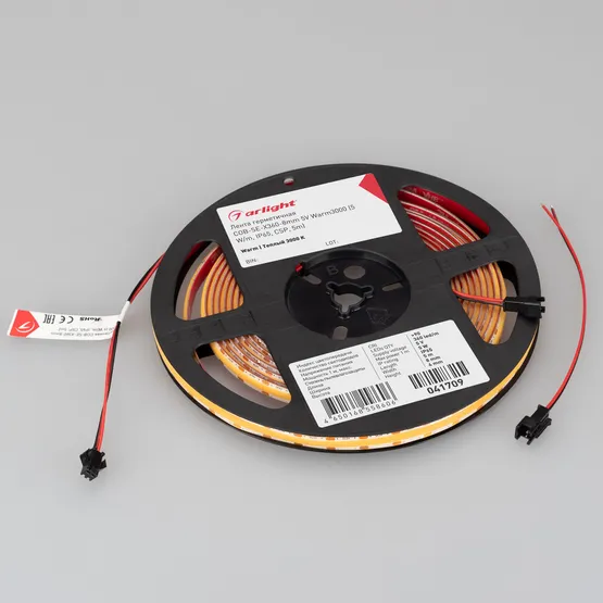 Фото #2 товара Светодиодная лента герметичная COB-SE-X360-8mm 5V Warm3000 (5 W/m, IP65, CSP, 5m) (Arlight, -)